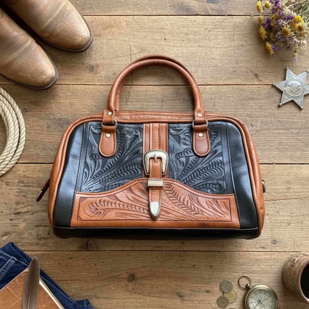 Elegant Black and Brown Crossbody Bag